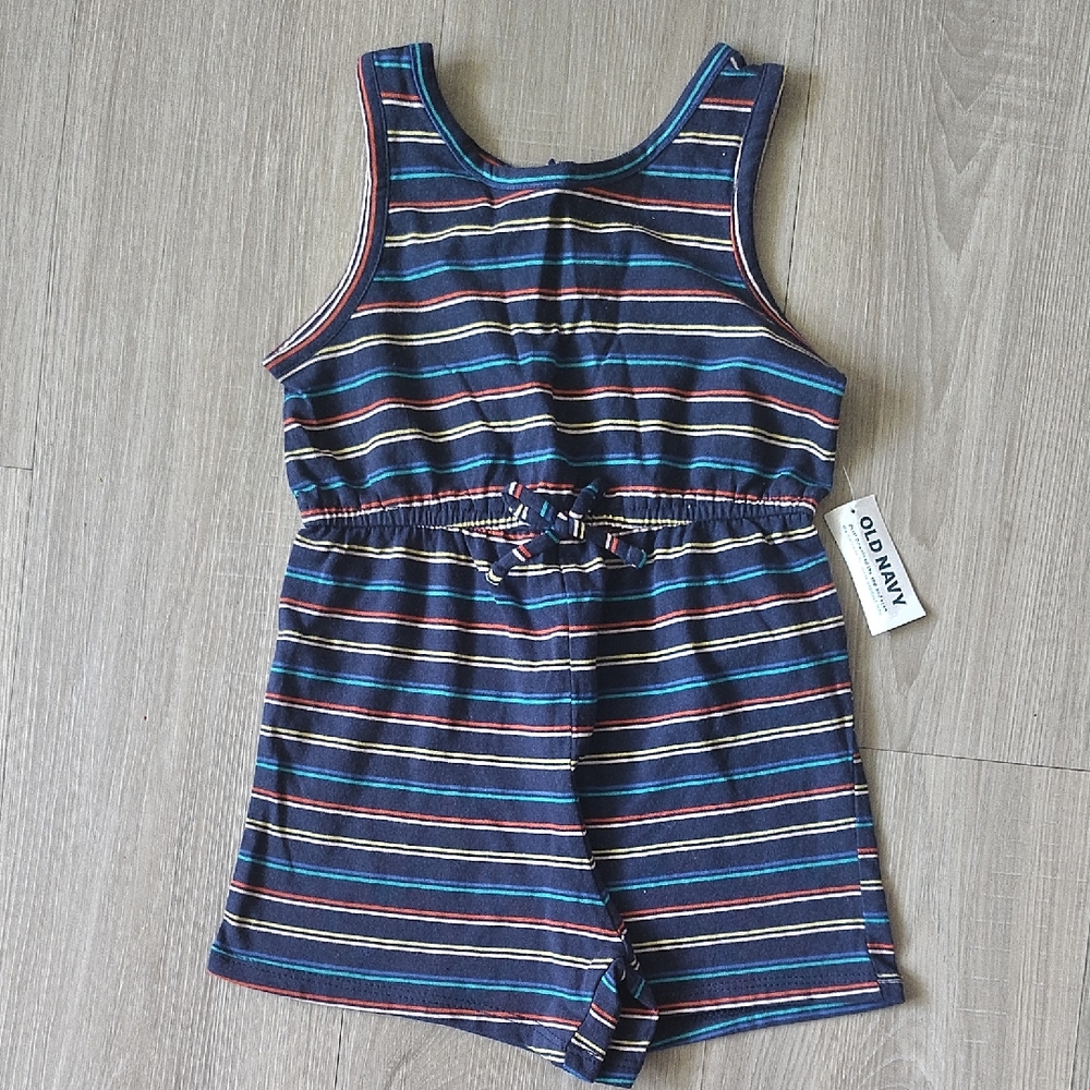 Old Navy Blue Striped Romper 3t